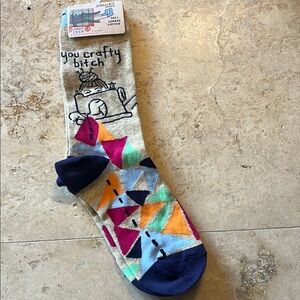 NWT Blue Q Crew Socks You Crafty B*tch Size 5-10